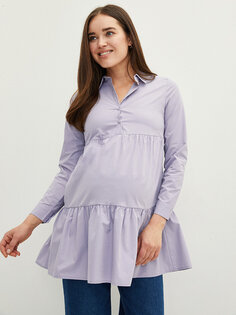 Простая рубашка-туника для беременных с длинными рукавами LCWAIKIKI Maternity, матовый сиреневый