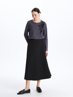 Прямая женская юбка А-образного кроя с эластичной резинкой на талии LCW Grace, новый черный