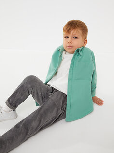 Базовая бархатная куртка-рубашка для маленьких мальчиков с воротником-поло и длинными рукавами LCW baby