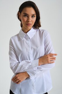 Базовая белая рубашка из поплина Mizalle