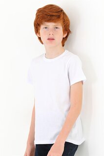 Базовая футболка белого цвета с круглым вырезом для мальчиков Zepkids