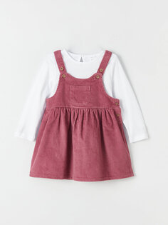 Базовая футболка для маленьких девочек с круглым вырезом и длинными рукавами, комплект из 2 шт. LCW ECO