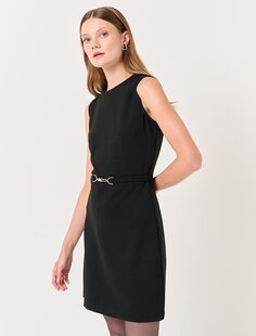 Черное стильное мини-платье без рукавов с круглым вырезом Jimmy Key