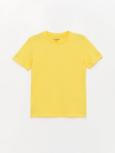 Базовая футболка для мальчиков с круглым вырезом и короткими рукавами LCW Kids, желтый