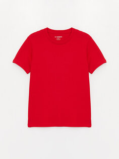Базовая футболка для мальчиков с круглым вырезом и короткими рукавами LCW Kids, красный