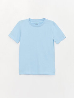 Базовая футболка для мальчиков с круглым вырезом и короткими рукавами LCW Kids, светло-синий