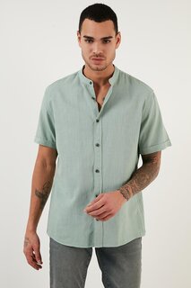 Рубашка из 100% хлопка с короткими рукавами и льняным воротником CF21S113899 Buratti, зеленый