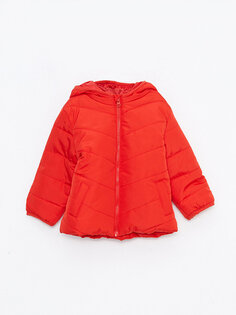 Базовое пальто для маленьких девочек с капюшоном и длинными рукавами LCW baby, яркий красный
