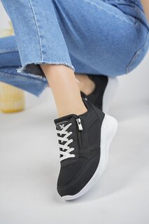 Женские ортопедические повседневные стильные удобные кроссовки на молнии на шнуровке Alpha, спортивная обувь Muggo, черно-белый