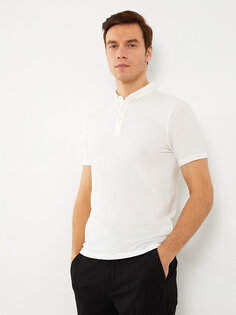 Мужская футболка в полоску с короткими рукавами и воротником-поло LCW Vision, экрю