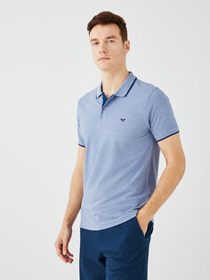 Мужская футболка из пике с короткими рукавами и воротником-поло LCWAIKIKI Basic, бледно-голубой меланж