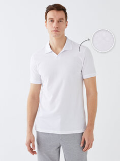 Мужская футболка из пике с короткими рукавами и воротником-поло LCWAIKIKI Basic, буксе белый