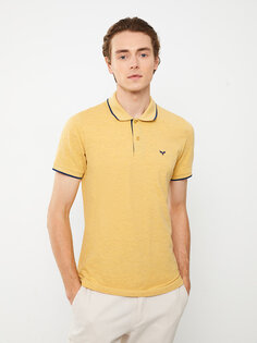 Мужская футболка из пике с короткими рукавами и воротником-поло LCWAIKIKI Basic, горчичный желтый меланж