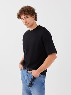 Мужская футболка из чесаного хлопка с круглым вырезом и короткими рукавами LCW Casual, новый черный