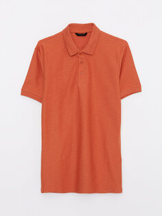 Мужская футболка с воротником-поло и коротким рукавом LCW Casual, матовый оранжевый