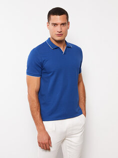 Мужская футболка с воротником-поло и коротким рукавом LCW Vision, яркий синий