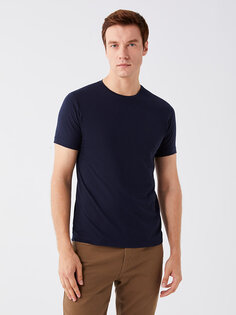 Мужская футболка с круглым вырезом и коротким рукавом LCWAIKIKI Classic, темно-синий