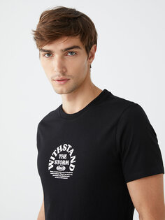 Мужская футболка с круглым вырезом и коротким рукавом с принтом LCW Casual, новый черный
