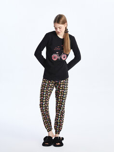Женский пижамный комплект с круглым вырезом Path-y, черный