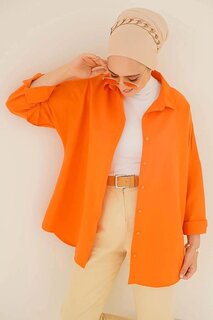 Женский хиджаб, оранжевая длинная базовая рубашка широкого кроя HZL24W-BD139001 hazelin