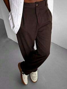 Тканевые брюки мешковатого кроя коричневые ablukaonline