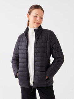Однотонное женское пуховое пальто с воротником-стойкой и длинными рукавами LCWAIKIKI Classic, новый черный