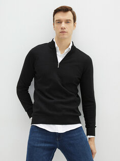 Тонкий мужской трикотажный свитер с высоким воротником и длинными рукавами LCWAIKIKI Basic, новый черный
