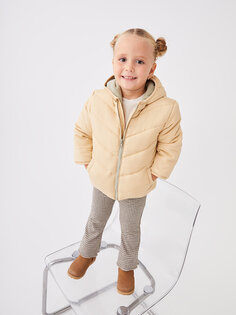 Пальто для маленьких девочек с капюшоном и длинными рукавами LCW baby, бежевый