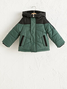 Пальто на молнии для маленьких мальчиков с капюшоном и цветными блоками LCW baby