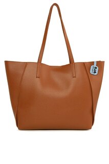 Большая сумка-тоут с тремя отделениями и боковыми деталями Bagmori, шоколадная кожа