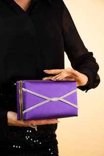 Вечернее платье Cross Stone, клатч и клатч, женская вечерняя сумка BAG241-23Атлас Pembe Potin, фиолетовый