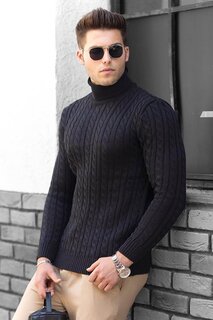 Вязаная водолазка с рисунком Черный свитер 4654 MADMEXT