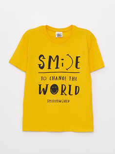 Детская футболка унисекс с круглым вырезом и принтом с короткими рукавами SmileyWorld, желтый