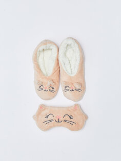 Домашние носки для девочек с вышивкой и повязка на голову для сна LCW Kids