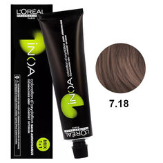 Перманентная краска для волос без аммиака - 7.18 пепельный блондин мокко L&apos;Oréal Professionnel Inoa, 60г L'Oreal