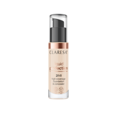 Консилер для лица и тональный крем 102 теплый средний Claresa Liquid Perfection, 34 гр