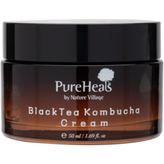 Крем для лица эластичный и увлажняющий с чайным грибом Pureheals Black Tea Kombucha, 50 мл