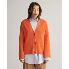 Кардиган Gant Wool Ribbed, оранжевый