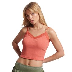 Топ на бретельках Superdry Vintage Rib Lace Trim, оранжевый