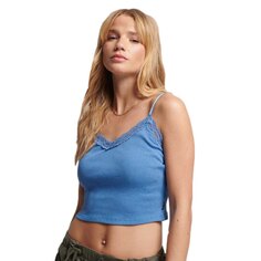 Топ на бретельках Superdry Vintage Rib Lace Trim, синий