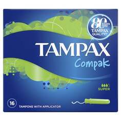 Тампакс, Компак Супер, тампоны с аппликатором, 16 шт., Tampax