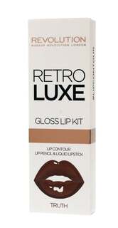 Набор для губ Retro Luxe Gloss Lip Kit, карандаш для губ + блеск для губ Truth, 1 г + 5,5 мл Makeup Revolution