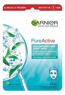 Очищающая тканевая маска для жирной и несовершенной кожи, 23 г Garnier, Skin Naturals Pure Active