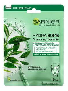 Восстанавливающая тканевая маска с экстрактом зеленого чая и гиалуроновой кислотой, 28 г Garnier, Hydra Bomb