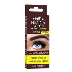 Хна для бровей и ресниц в кремовом цвете, 3.0 Темно-коричневый, 30г Venita, Henna Color Cream