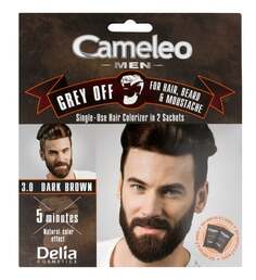 Крем-краска для волос, бороды и усов 3.0 темно-коричневый, 2х15 мл Delia Cosmetics, Cameleo Men