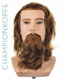 Мужская тренировочная голова с бородой Paul L&apos;IMAGE, натуральные волосы + ручка, парикмахерская насадка для расчесывания, тренировочная насадка, Calissimo