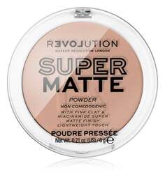 Прессованная пудра Super Matte, матирующая пудра, теплый бежевый, 6 г Makeup Revolution