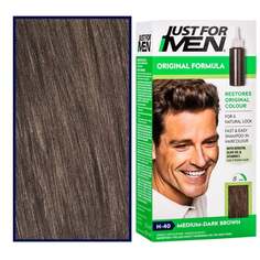 Обезжиривающая краска для волос Just For Men для мужчин 66мл с витамином Е, ромашка H40 Medium Dark Brown, inna