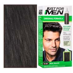 Обезжиривающая краска для волос Just For Men для мужчин 66мл с витамином Е, ромашка H55 Natural Real Black, inna